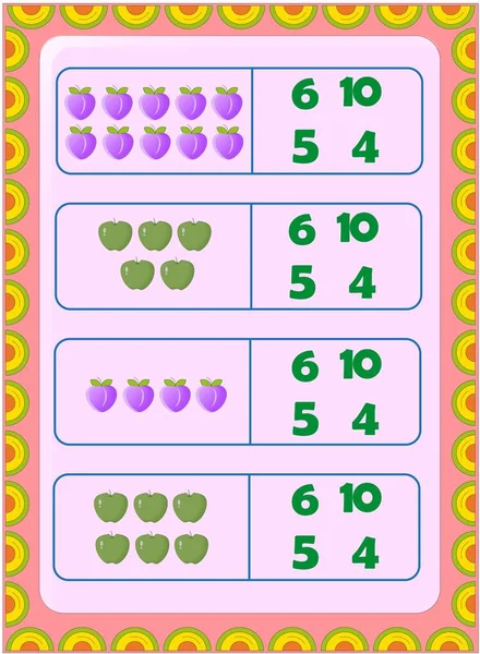 Matematyka Przedszkola Brzoskwinią Zielonym Jabłkiem Wektory Stockowe bez tantiem