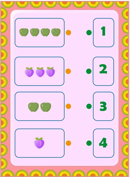 Matematyka Przedszkola Brzoskwinią Zielonym Jabłkiem Ilustracje Stockowe bez tantiem
