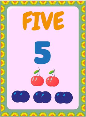 Vişne ve yaban mersini tasarımı ile anaokulu ve bebek matematiği