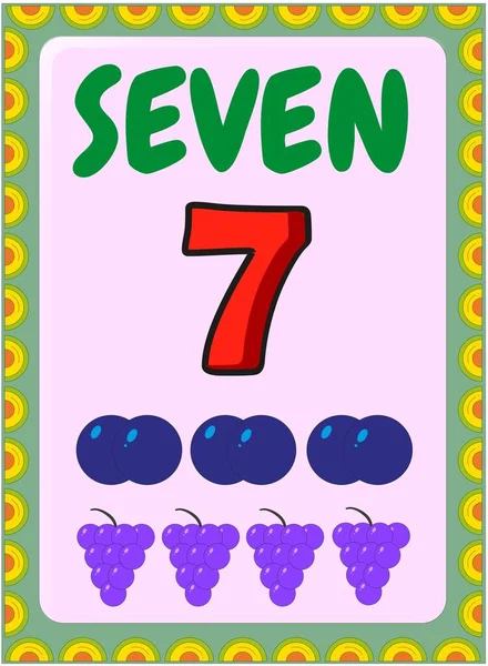 带蓝莓和葡萄设计的学龄前幼儿数学 — 图库矢量图片