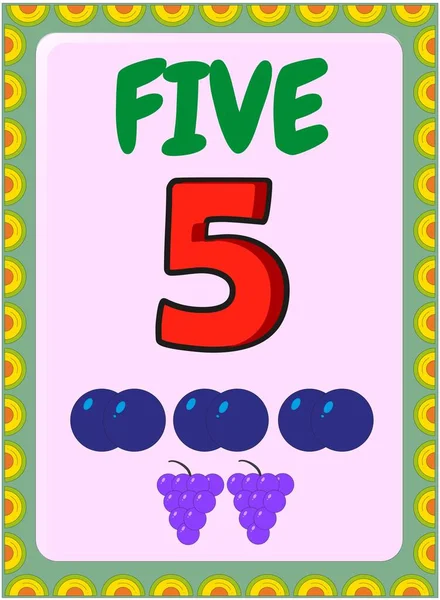 Preschool Toddler Math Blueberry Grapes Design — Stock Vector