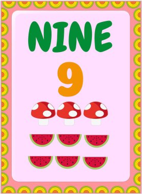 Anaokulu ve yürümeye başlayan matematik mantar ve karpuz tasarımı