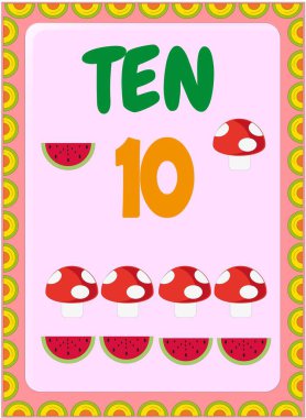 Anaokulu ve yürümeye başlayan matematik mantar ve karpuz tasarımı