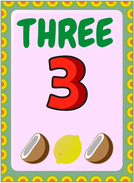 Preschool Toddler Math Coconut Lemon Design — Stock Vector
