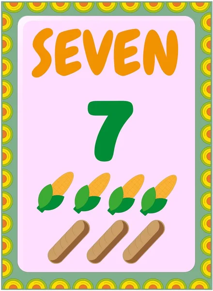 幼稚园和幼儿数学与吐司和玉米设计 — 图库矢量图片