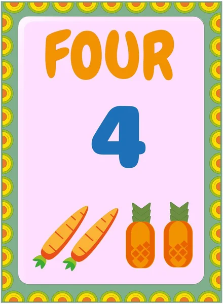 Matematica Prescolare Infantile Con Disegno Ananas Carote — Vettoriale Stock