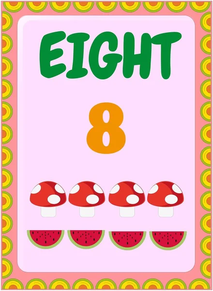 Matemáticas Preescolares Niños Pequeños Con Diseño Setas Sandías — Archivo Imágenes Vectoriales