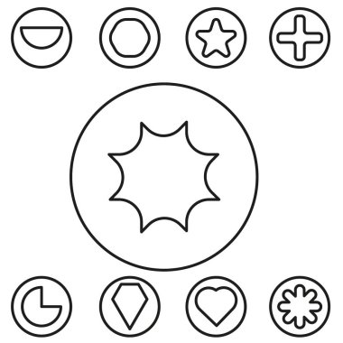 Temel şekil ana hat vektör illüstrasyonunu ayarla