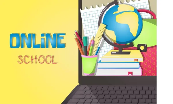 Ilustração vetor escola on-line — Vetor de Stock