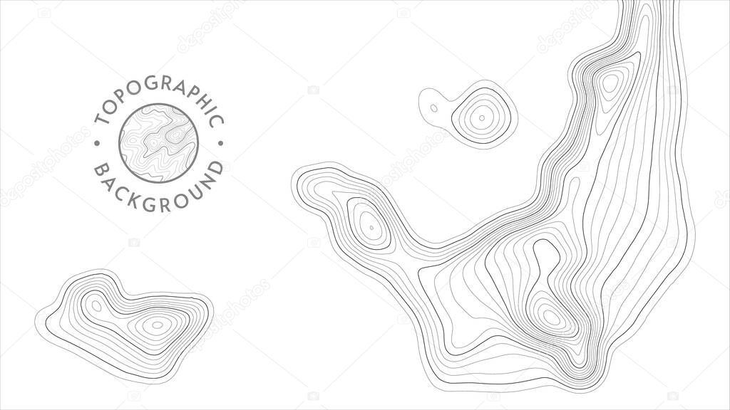 Vector topographic pattern texture. Grey contours geographic mountain topography vector illustration. Map on land terrain trails. Elevation graphic contour height lines. Topographic map EPS 10.