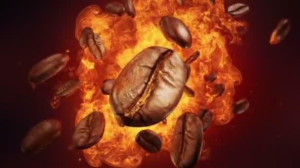 Explosion Gerösteter Kaffeebohnen — Stockvideo