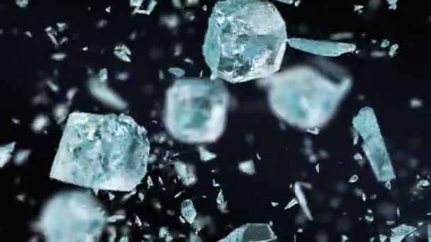 Удар Обмороженным Кубикам Льда Медленном Движении — стоковое видео