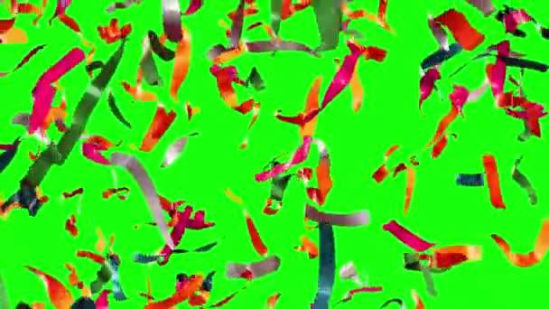 Looped Confetti Fondo Colorido Con Clave Croma Cámara Lenta — Vídeos de Stock