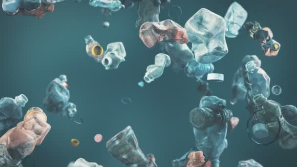 Içerisinde Atık Plastik Şişe Aşağı Düşüş Döngüsü Arkaplan — Stok video