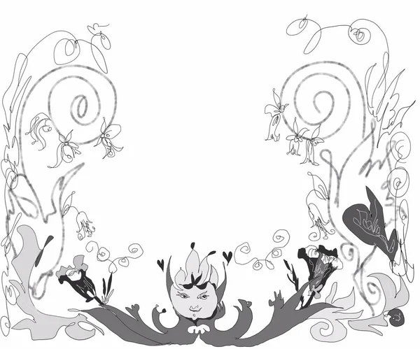 Tanrıçanın kaprisli yüzü çiçeklerle süslenmiş. 