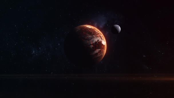Alien Vulkanischen Planeten Den Tiefen Des Alls Animation — Stockvideo