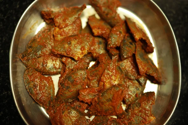 Kerala Stil Pallathi Fisk Fry Recept Vetenskapligt Namn Etroplus Maculatus — Stockfoto