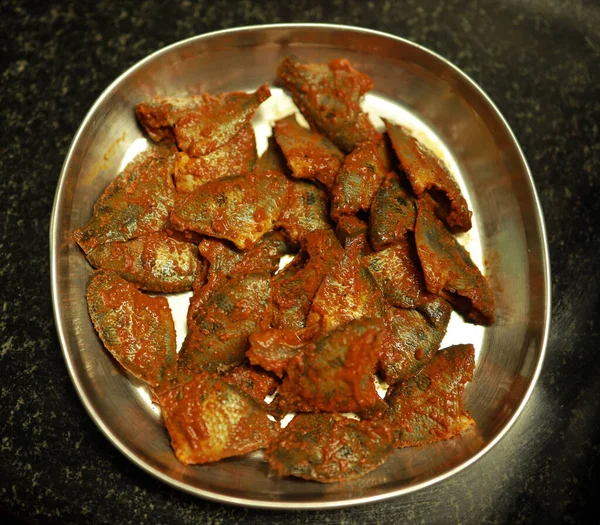 Gaya Kerala Ikan Pallathi Fry Recipe Nama Ilmiah Etroplus Maculatus — Stok Foto