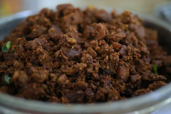 Kerala Stil Nötkött Torr Stek Läcker Kryddig Nötstek Bankettbord Med — Stockfoto