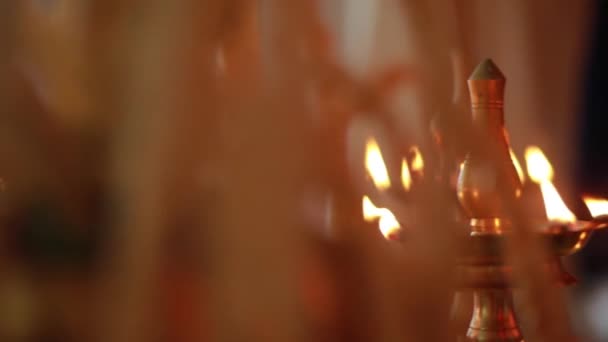 Cerimônia Casamento Ritual Casamento Hindu Tradicional Indiano Com Flores Vermelhas — Vídeo de Stock