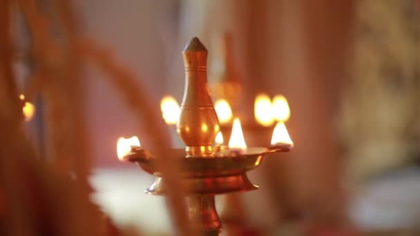 Cérémonie Mariage Rituel Mariage Hindou Indien Traditionnel Avec Fleurs Rouges — Video