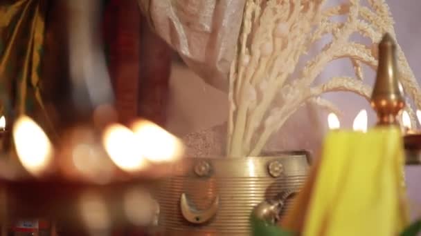 Cérémonie Mariage Rituel Mariage Hindou Indien Traditionnel Avec Fleurs Rouges — Video