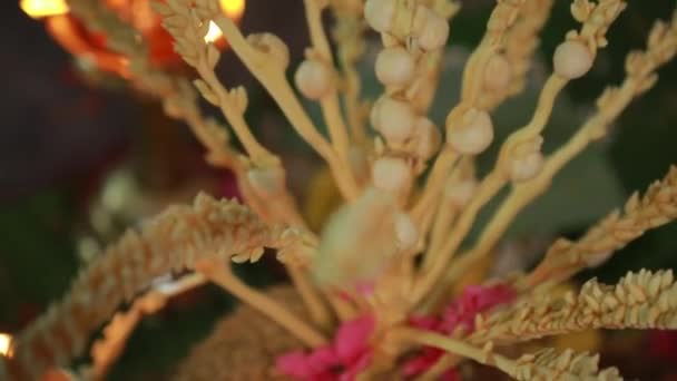 Hochzeitszeremonie Traditionelles Indisches Hindu Hochzeitsritual Mit Roten Blumen Und Attributen — Stockvideo