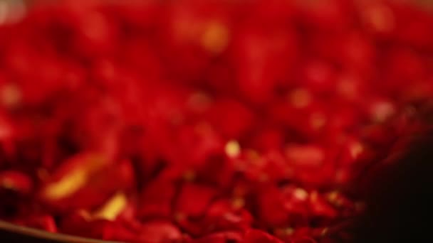 Wedding Ceremony Traditional Indian Hindu Marriage Ritual Red Flowers Attributes — Stock Video