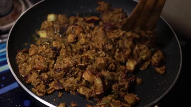 Hint Baharatlı Biftek Kızartması Kerala Hindistan Garnitürlü Ghee Pilavı Appam — Stok video