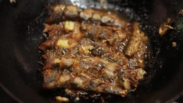 Вкусная Пряная Сардины Рыба Жарить Южно Индийской Пищи Керала — стоковое видео