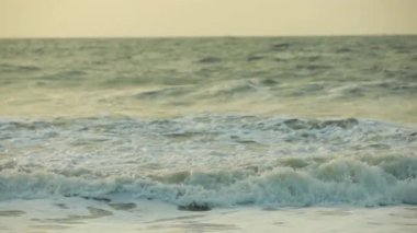 Okyanus Dalgaları Yuvarlanıyor - Mavi Gök Beyaz Kum ve Doğal Arkaplanlı Güzel Sahil