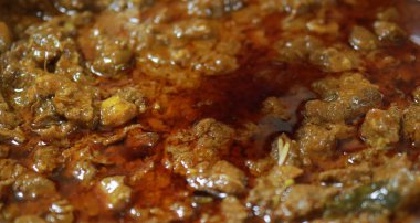 Hint baharatlı biftek kızartması Kerala, Hindistan. garnitürlü ghee pilavı, appam, parotta, puttu, ekmek ve chappathi, Kerala mutfağı, hindistan cevizli bufalo rosto / et biberi kızartması. Hindistan baharat pişirme,