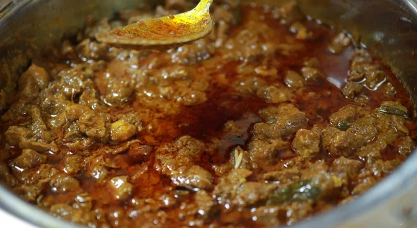 Piatto Indiano Del Sud Carne Piccante Friggere Kerala India Contorno — Foto Stock