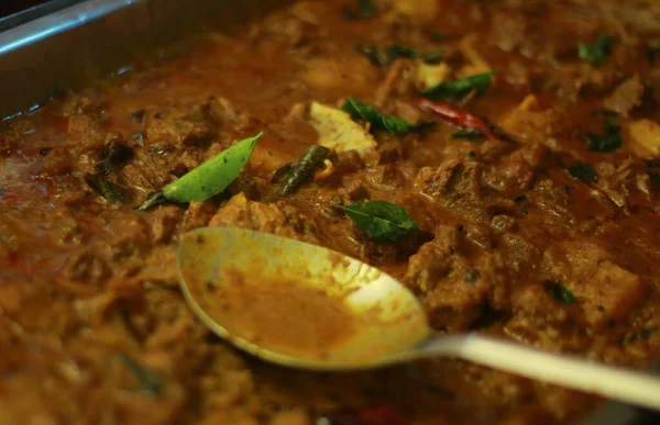 Южноиндийское Блюдо Пряная Говядина Жарить Керала Индия Гарнир Гхи Рис — стоковое фото