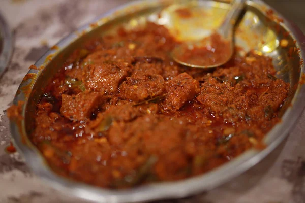 Indiai Stílusú Csirke Curry Recept Fűszeres Ízletes Csirkés Curry — Stock Fotó