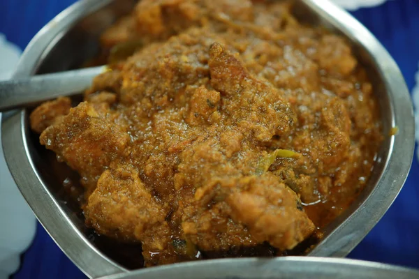 Indiai Stílusú Csirke Curry Recept Fűszeres Ízletes Csirkés Curry — Stock Fotó