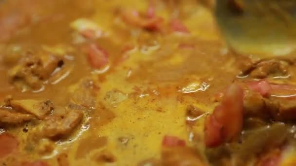 Een Zelfgemaakt Recept Kruidig Smakelijk Kip Curry — Stockvideo