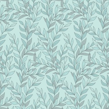 Yaprakları nane renk arka plan üzerinde ile basit çırpı. Çiçek Dikişsiz desen tasarım ve decoratio için