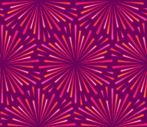 Abstract Seamless Pattern Textile Design Pink Radial Explosions Purple Backgroun — Stock Vector