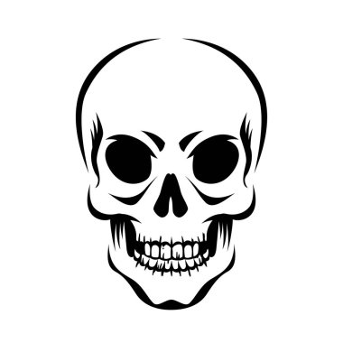 Kızgın insan kafatası, üzerinde beyaz adam izole graffity tarzı, stilize siyah illüstrasyon