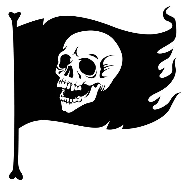Korsan Bayrağı Insan Kafatası Gülüyor Ile Jolly Roger Stilize Siyah — Stok Vektör