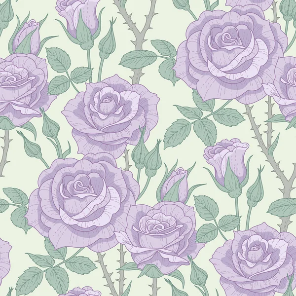 Motif Floral Sans Couture Avec Des Roses Violettes Sur Fond — Image vectorielle