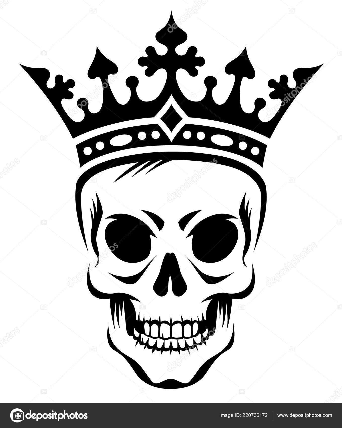 Download Angry Skull King Crown Stylized Black Illustration ...