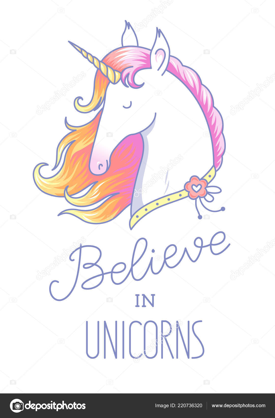 Download Head White Unicorn Pink Mane Lettering Believe Unicorns ...