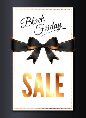 Black Friday sal için siyah kurdele ve altın çerçeve ile zarif kartı şablonu