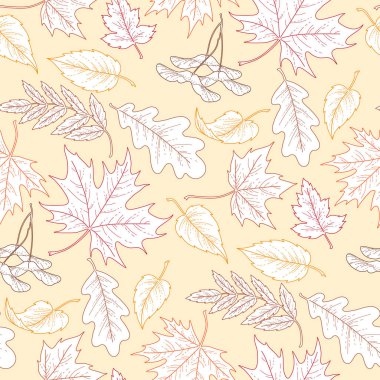 Beyaz sonbaharın Dikişsiz desen renk anahatları ile sarı zemin üzerine bırakır. Desen Tekstil, tasarım ve decoratio için
