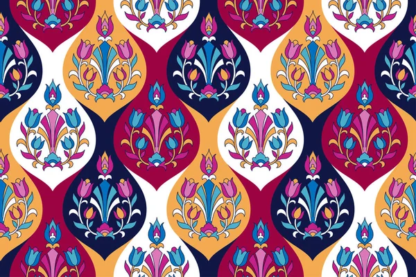 Decorazione Stile Indiano Con Elementi Floreali Piastrelle Mosaico Colore Motivo — Vettoriale Stock