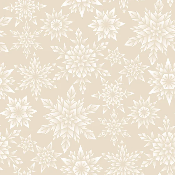 Stylized Snowflakes Gold Background Seamless Pattern Christmas Design Decoratio — Stock Vector