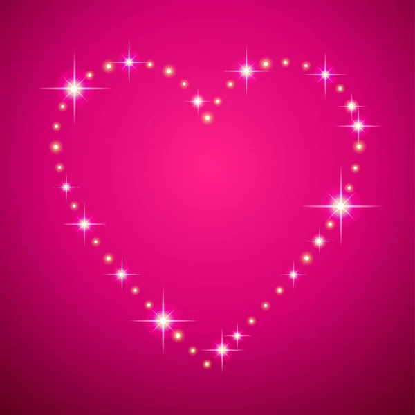 在粉红色的背景下 以一颗心的形状 呈闪亮的框架 圣瓦伦丁卡 — 图库矢量图片