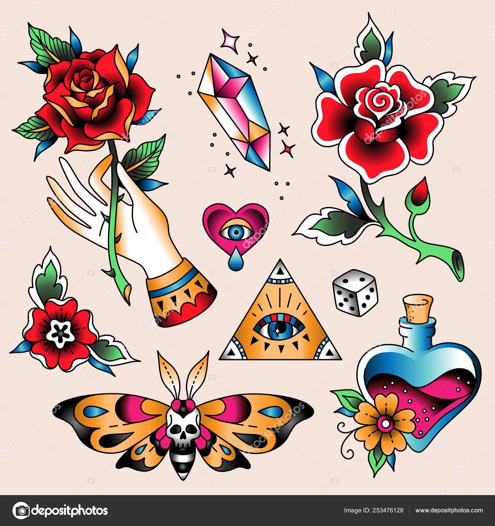 Color Tattoo Flash Sheets